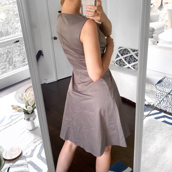 🍂 MAKALU TAUPE MIDI BELTED SKATER DRESS! - Picture 3 of 7